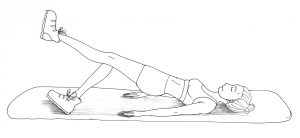 Illustration mit Oberkörper und einem Bein am Boden und Po angehoben