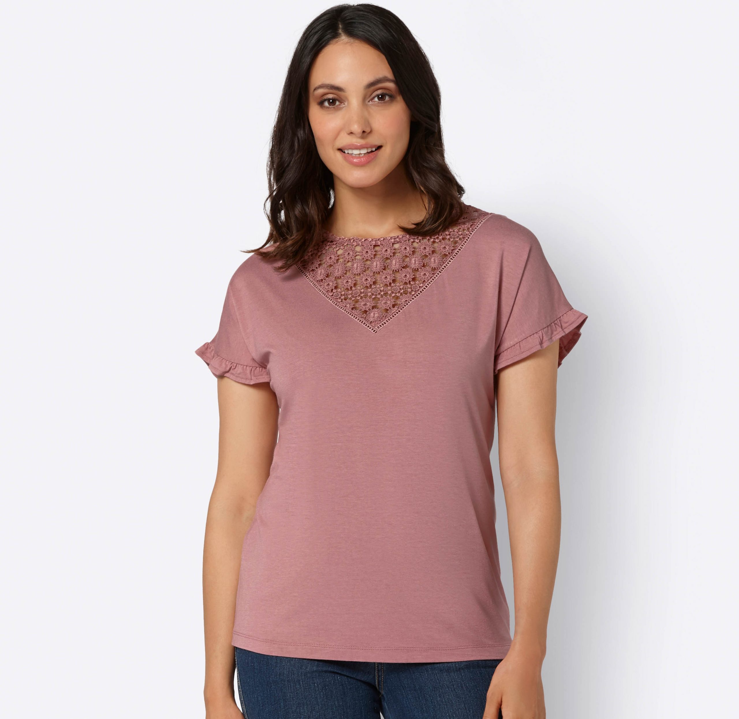 Spitzenshirt in rosenquarz