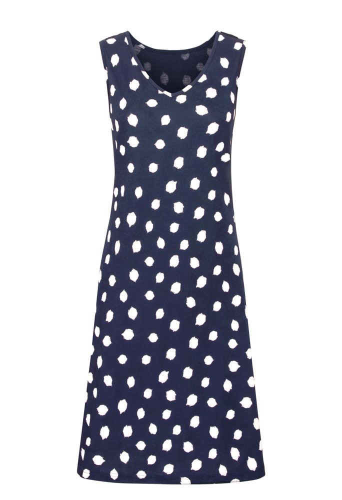 Blaues Kleid mit weißen Polka Dots Produktbild