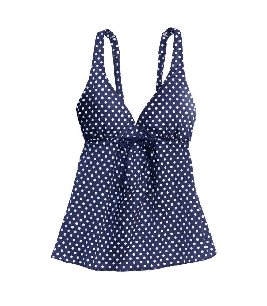 Blaues Tankini-Oberteil mit weißen Polka Dots Produktbild