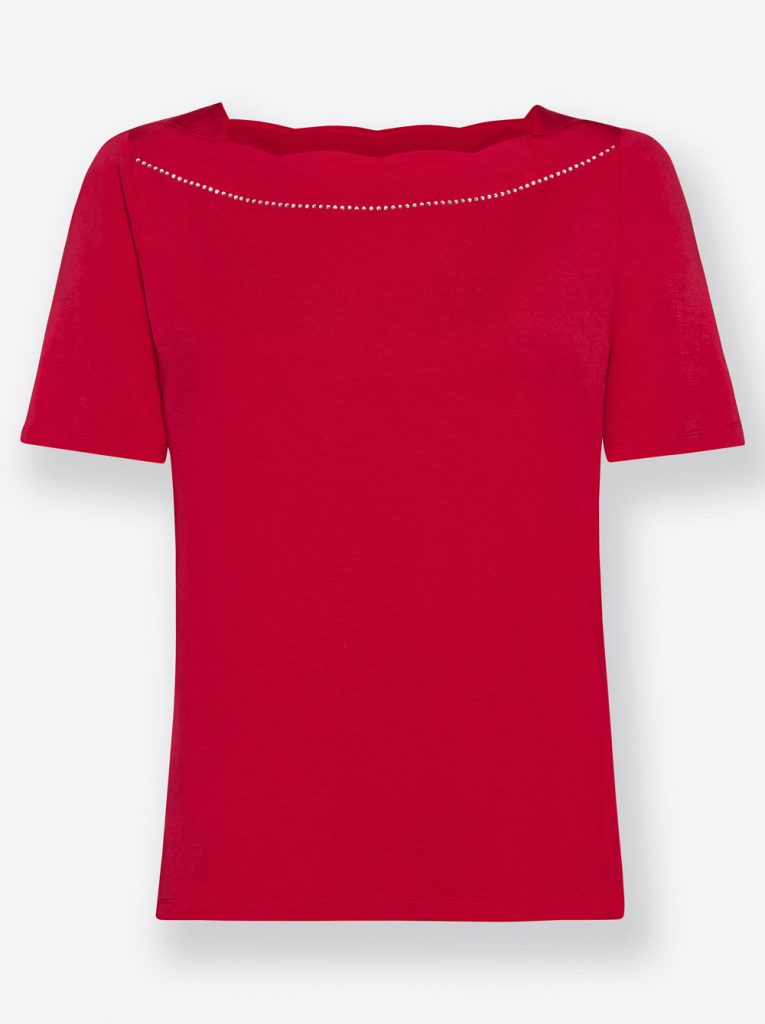 Rotes Shirt mit U-Boot-Ausschnitt Produktbild