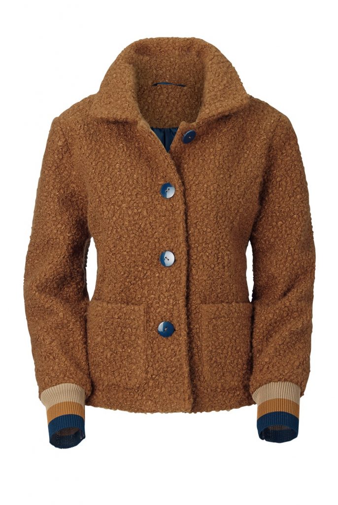 Bouclé-Jacke in der Farbe Cognac